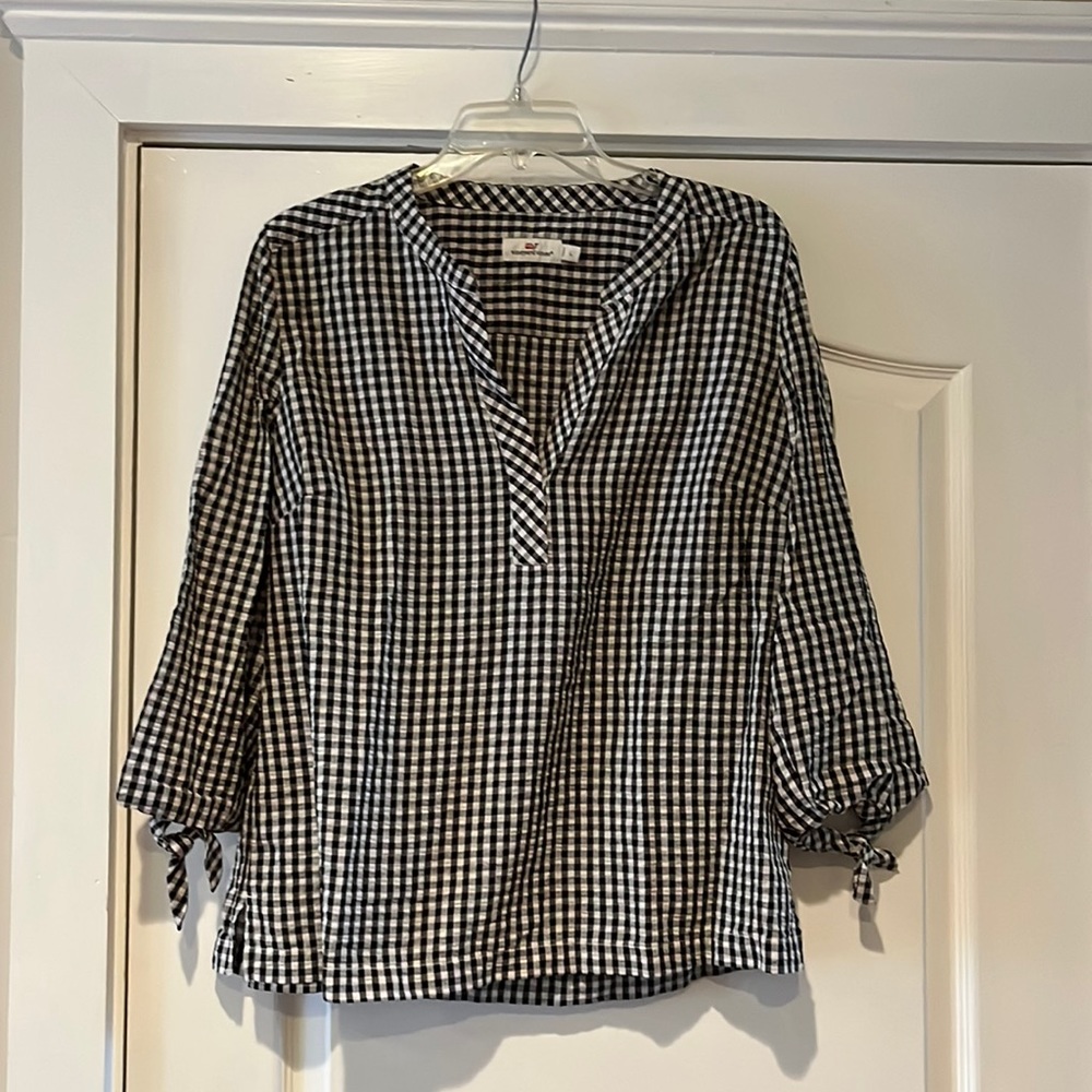 Vineyard Vines black white gingham top